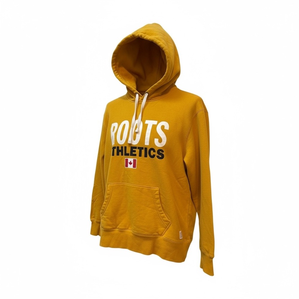 Roots Athletics Canada‎ Hoodie Mens Small S Yellow Pullover Sweatshirt